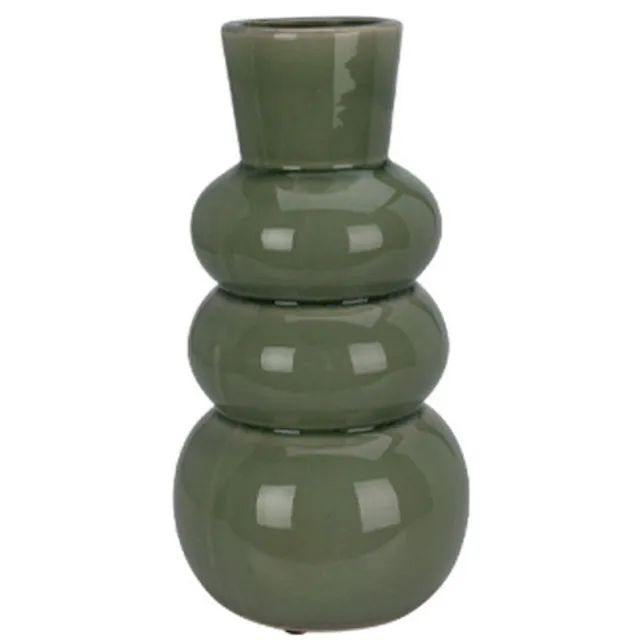Excellent Houseware Vaas met 3 bubbels, 25 cm, groen