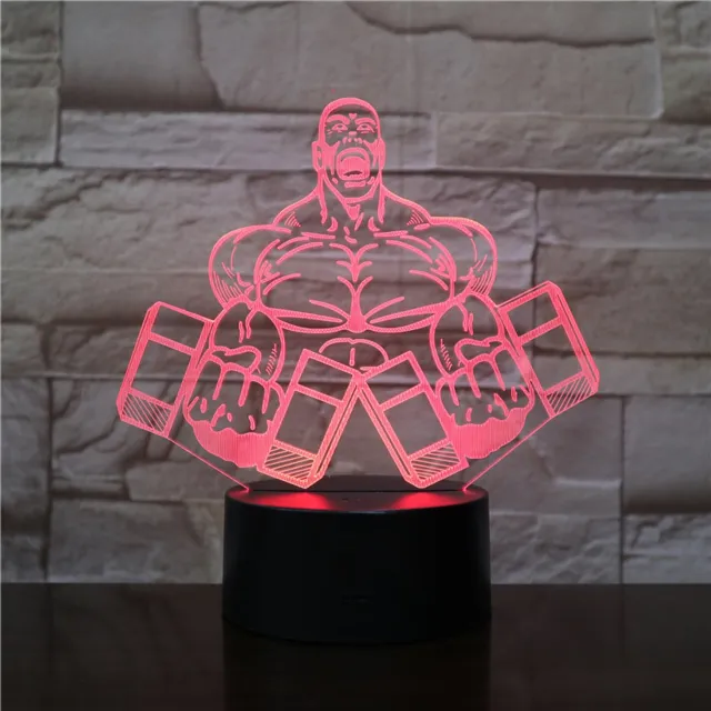 MC Living 3D Led Lamp Met Gravering - RGB 7 Kleuren - Gewichtheffen