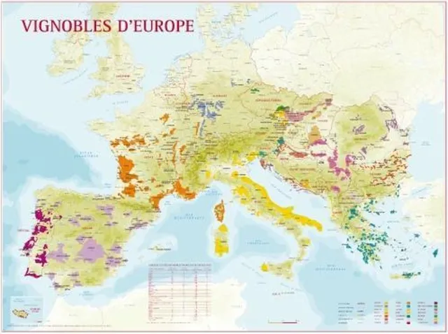 Benoit Kaart des Vignobles d'EUROPE poster 66x88cm full color