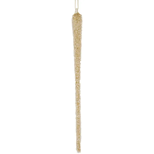 Clayre & Eef Kersthanger Ijspegel Ø 2x25 cm Goudkleurig Glas