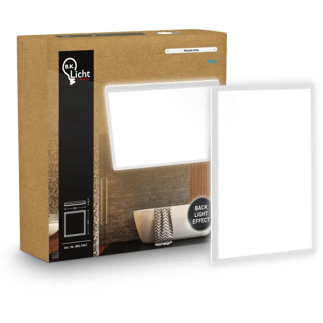 B.K.Licht Shallow - LED Badkamerlamp Plafonniere - paneel plafondlamp - badkamerverlichting met neutraal wit licht - IP44 - 24 x 24 cm - wit Wit (hoekig)