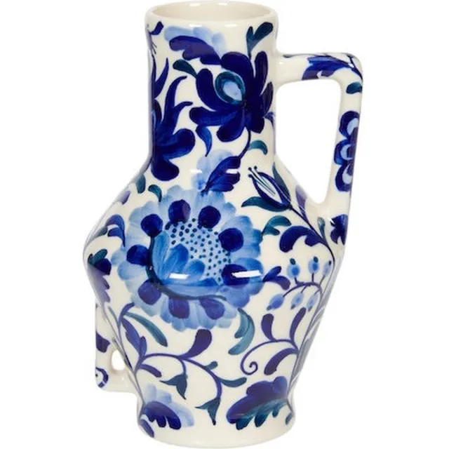 Return to Sender Vaas - H15 cm - Bed of Flowers Blue - Handgeschilderd