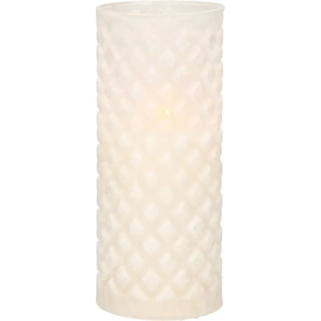 Anna's Collection 1x stuks luxe led kaarsen in glas D7,5 x H17,5 cm - met timer - Woondecoratie - Elektrische kaarsen Wit