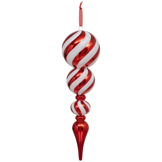 Feeric lights & Christmas Rood-witte plastic kerstbal, diameter 35 cm Rouge