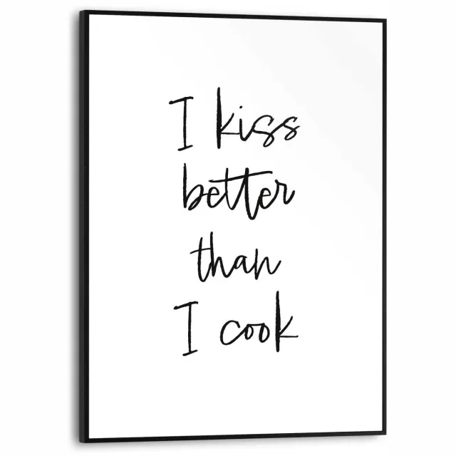 Reinders Schilderij Cooking Kisses - 40 x 30 - Hout - REINDERS Zwart-Wit Zwart