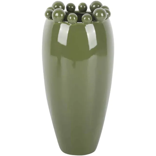 Present Time Vaas Cadiz Dotty Large - Groen - 14x14x30cm - Keramiek - Scandinavisch - Bloemenvaas - Woondecoratie - Decoratieve vaas voor woonkamer of slaapkamer