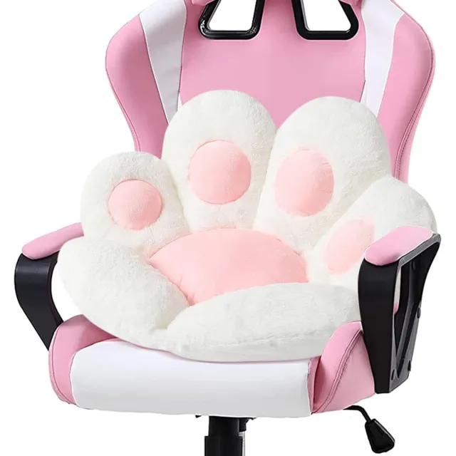 KZQ Leuk kussen met kattenpootjespatroon, 70 x 60 cm, comfortabel zitzakkussen, bureaumat, gamestoelkussen, kamerdecoratie, wit.