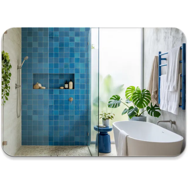 WallMuralia Rechthoekige wandspiegel met afgeronde hoeken - Moderne Badkamerspiegel - 70x100 cm - Decoratieve Toiletspiegel - Scandinavisch Badkamerspiegel Geen verlichting
