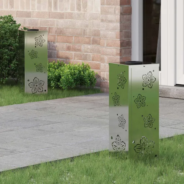 vidaXL Solar LED Pad Licht 2 st Warmwit 18 x 18 x 50 cm Zilver
