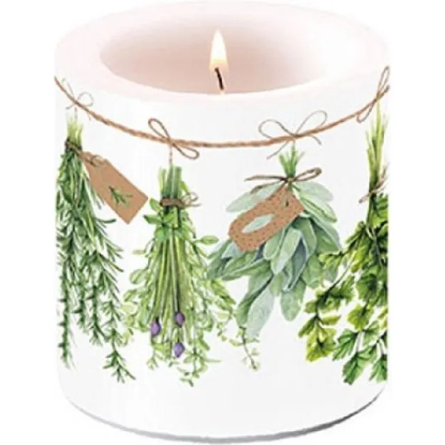 Ambiente Kaars klein Fresh Herbs Ø7,5xh8cm Paraffine groen