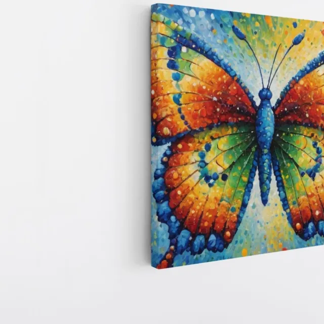 Saammp Canvas Schilderij - Kleurrijke Vlinder - Abstract - Dieren - 60x60 - Foto op canvas - Wanddecoratie - muurdecoratie Woonkamer - Slaapkamer decoratie - Canvas Print Multicolor