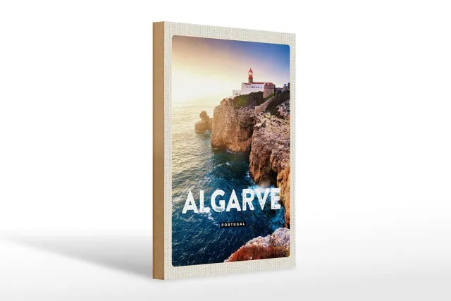 Femer Holzschild Reise 20x30cm Algarve Portugal Klippen Meer Urlaub