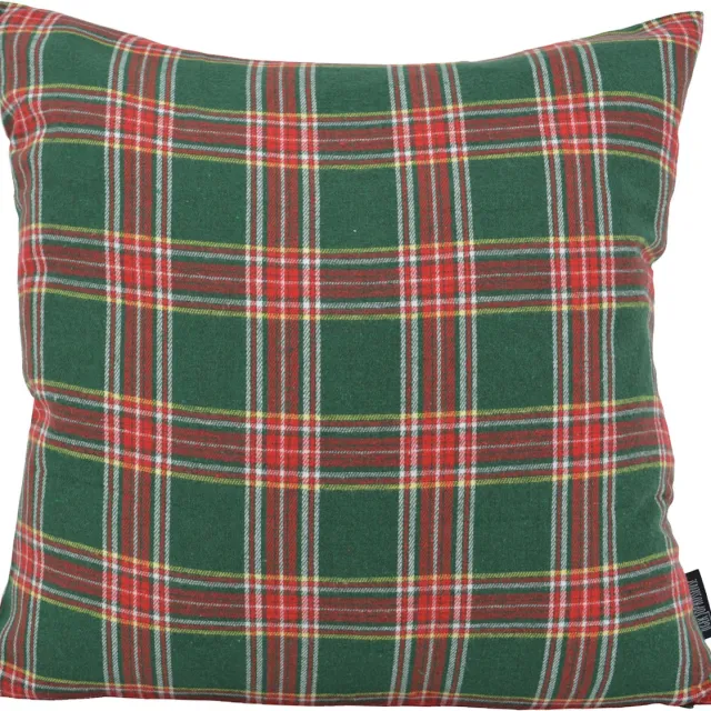 Gek op Kussens! Kerst Nordic Tartan Kussenhoes | 45 x 45 cm | Polyester groen 45x45