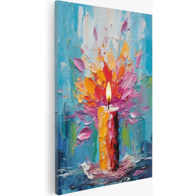 Saammp Canvas Schilderij - Abstract - Kaars - 80x120 - Foto op canvas - Wanddecoratie - Muurdecoratie Woonkamer - Slaapkamer decoratie - Canvas Print Multicolor