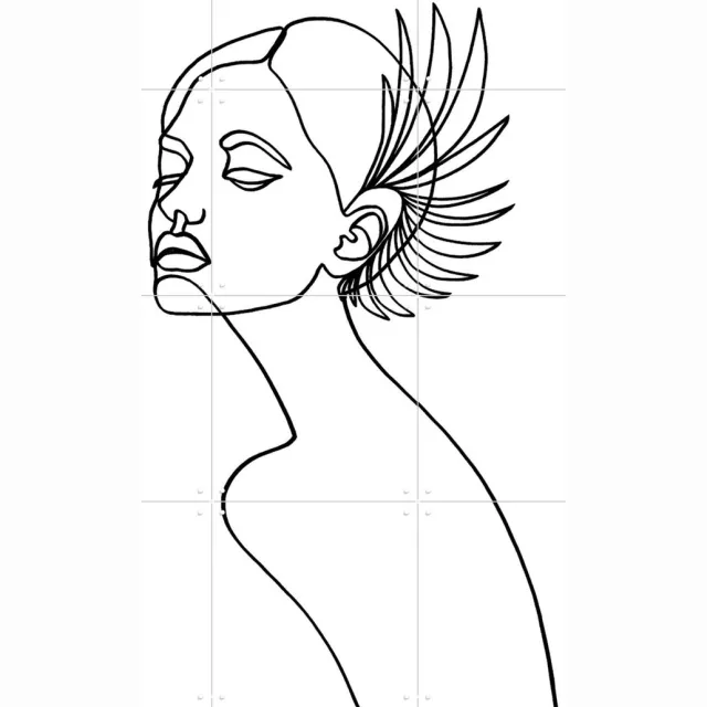 IXXI Mabel, Julia Hariri - 60 x 80 cm - Grote wanddecoratie en posters - Minimalisme, Illustraties, Line art, Slaapkamer, Woonkamer, Mode, Portretten Zwart en wit / Zwart
