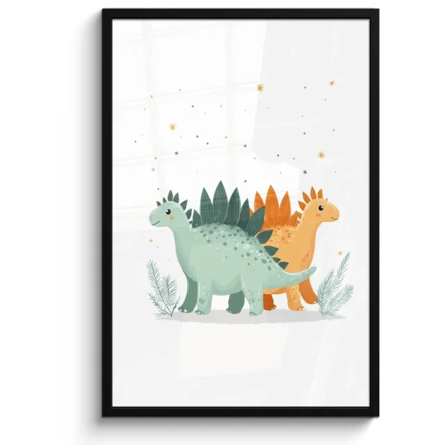 FrameYourWall Poster in lijst - Fotolijst 60x90 cm - Posters - Planten - Sterren - Dinosaurussen - Oranje - Posterlijst zwart - Decoratie - Wanddecoratie woonkamer - Muurdecoratie slaapkamer