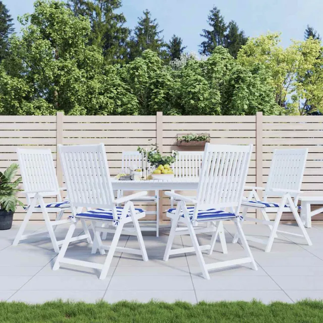 vidaXL Tuinstoelkussens 6 st gestreept 50x50x3 cm stof wit en blauw Meerkleurig
