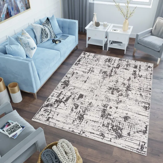Tapiso Lotus Vloerkleed Zwart Antraciet Laagpolig Woonkamer Tapijt Maat- 140x200 Antraciet 3