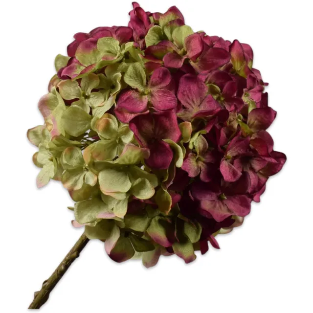 Silk-ka Hortensia tak burgury/groen 70 cm rood