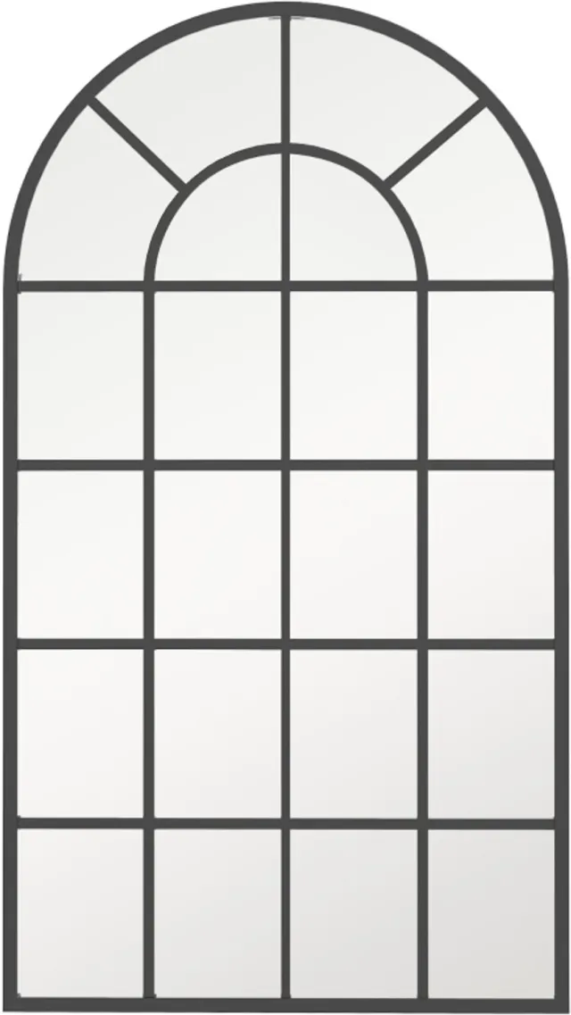 ZYLARO Decoratieve wandspiegel - Grote spiegel - Raamlook - Gebogen - Inclusief ophanging - Zwart en spiegelglas