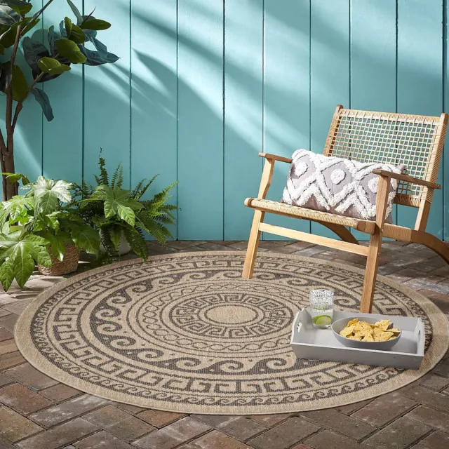 flycarpets SUMMIT INDOOR & OUTDOOR BEIGE / ZWART ROND VLOERKLEED