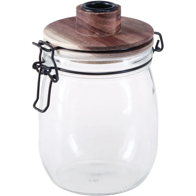 posiwio Stokkandelaar decoratief glas met sluiting Ø10cm H16cm zwart