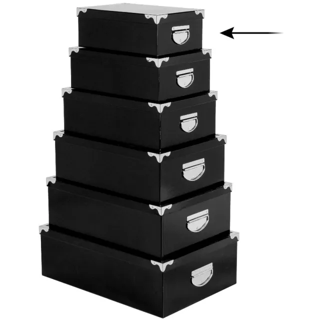 5Five® 5Five Opbergdoos - 6x - opslagbox - zwart - L28 x B19.5 x H11 cm - Stevig karton - Blackbox