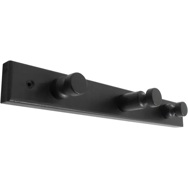 HOME It Kapstok van grenenhout met 3 haken 30×4×7 cm zwart Grenen