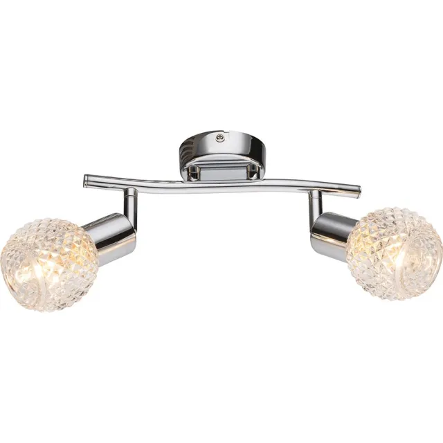 Globo Lighting Plafondlamp verstelbare woonkamerlamp chroom glazen spot plafondlamp 2 vlammen, 2x E14, LxH 25 x 19 cm zilver