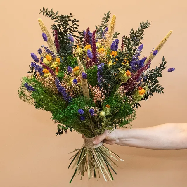 Roselin Deco Droogbloemen - boeket Demi - Droogbloemenboeket - Droogboeket Paars