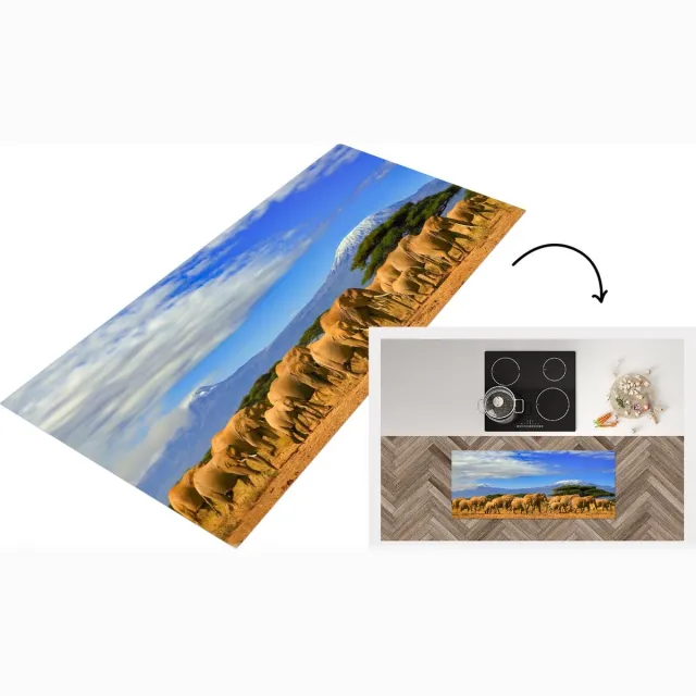 KitchenYeah Keukenloper - Loper keuken - Olifant - Berg - Tanzania - Keukenloper vinyl Multicolor