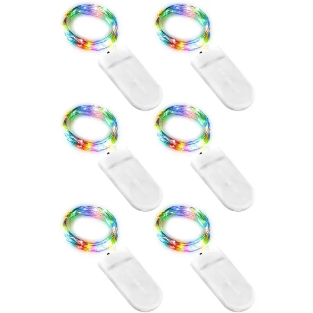 Excitat LED Lampjes Slinger - Lichtsnoer Binnen en Buiten - Sfeerverlichting - Op Batterijen - Multicolor - 2 meter - 6 Stuks