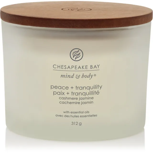 Chesapeake Bay Candle Chesapeake Bay Peace & Tranquility - Cashmere Jasmine - Geurkaars met Drie Lonten - 50 branduren Wit