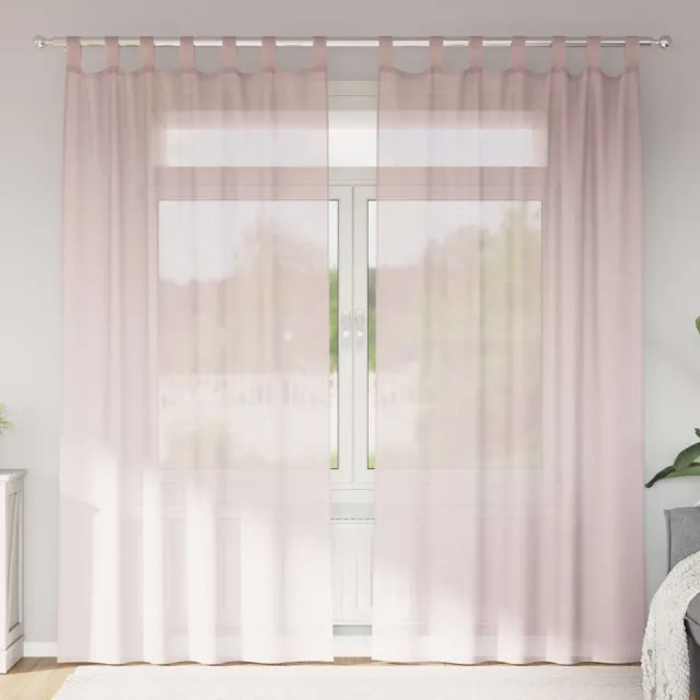 vidaXL Gordijnen voile met lussen 2 st 140x245 cm lichtroze