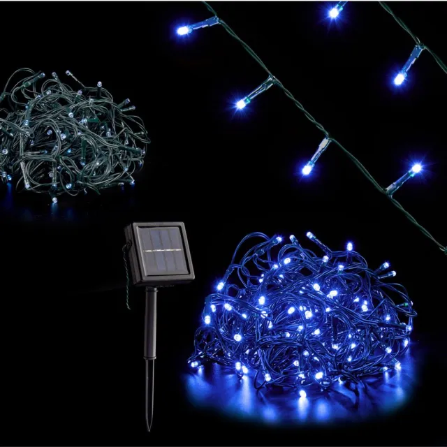 Krist+ Kerstverlichting - solar - 200 blauwe LEDs - 10 m - solar lichtsnoer - kerstversiering