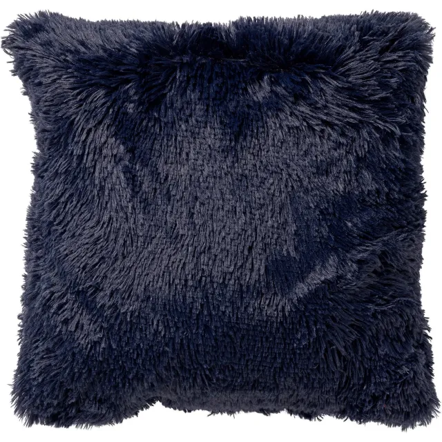 Dutch Decor FLUFFY - sierkussen 60x60 cm - superzacht - XL kussen - Insignia Blue - blauw - Inclusief binnenkussen - Luxe kussens voor woonkamer & bank Donkerblauw