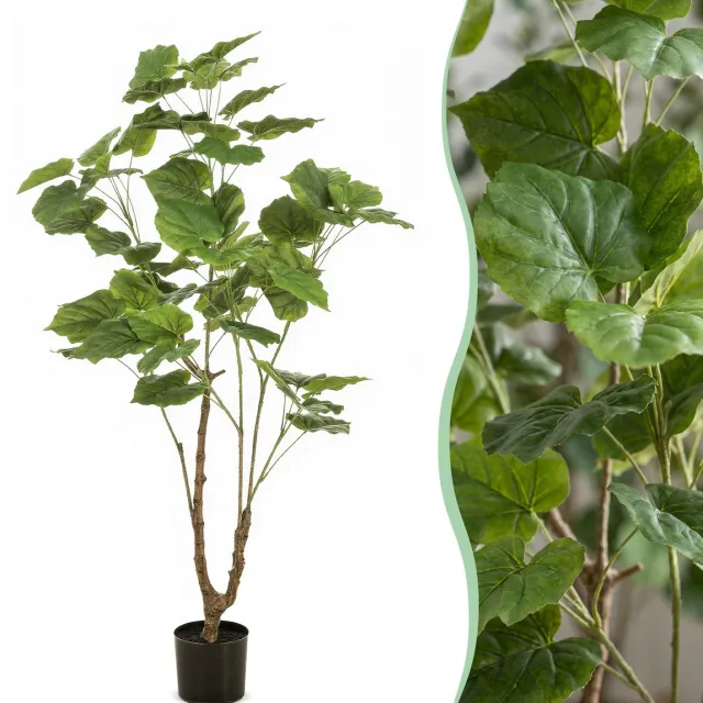 Green Boutiq Kunstplant - Ficus umbellate - Afrikaanse vijg - 125cm Groen