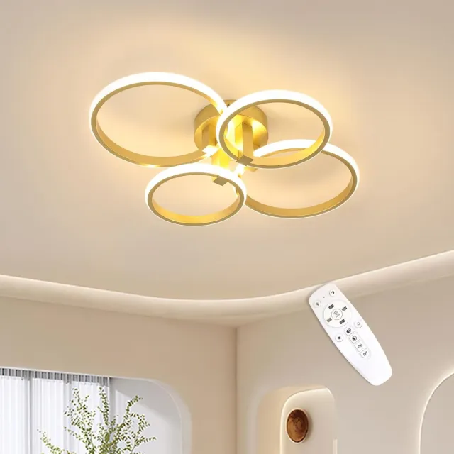 Haobosic Luxe Aluminium - Plafondlamp - Goud - 4-armig - Dimbare RGB Verlichting Golden