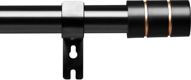 Ibenzoa Verstelbare zwarte gordijnroede met elegante zwart-gouden eindkappen voor zwaar belastbare gordijnen