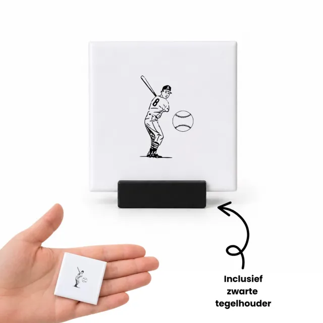 Hacebo Honkbal tegeltje met tegelhouder - Honkbal - beste honkballer - tegeltjes met tekst - Speler - Leuke cadeau voor iemand die van honkballen houd - teamspel - spreuktegels - 4.8x4.8 CM Wit