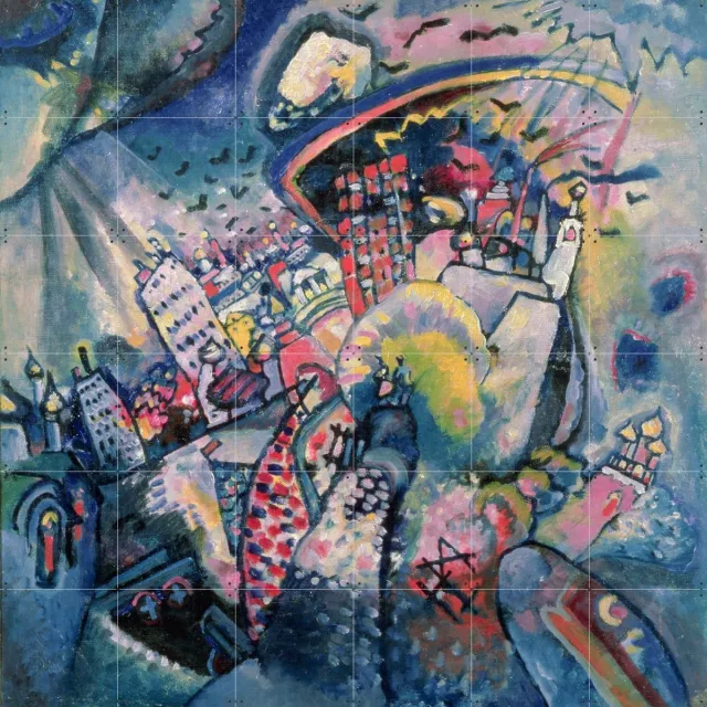 IXXI Moscow I, Kandinsky & Bridgeman Images - 120 x 120 cm - Grote wanddecoratie en posters - Klassiek, Kleurrijk, Olieverf, Abstract, Woonkamer Blauw