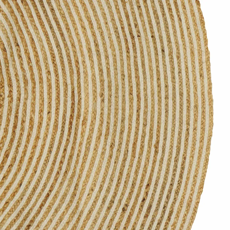 vidaXL Gebied Tapijt Wit Ø 240 cm Jute, foto 3