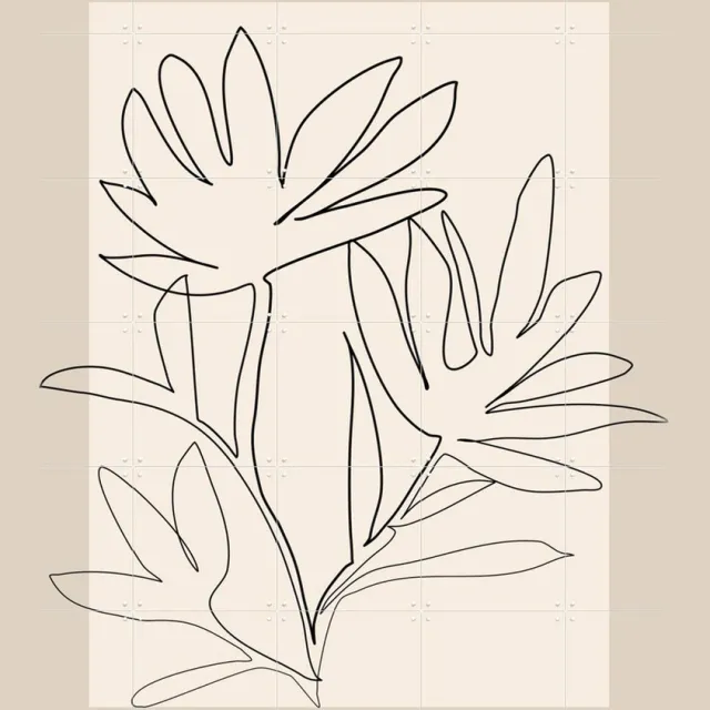 IXXI Line Art 3, Elena Ristova & Various - 100 x 140 cm - Grote wanddecoratie en posters - Minimalisme, Grafisch Ontwerp, Line art, Abstract Groen / Zwart / Beige