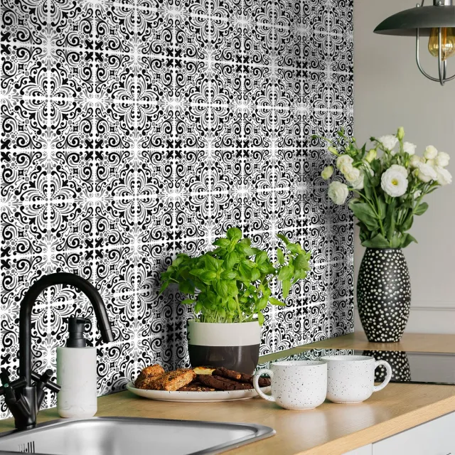 Ambiance Sticker Zelfklevende tegelmuurstickers voor keuken en badkamer - 24 cementtegelstickers (Azulejos Carnita) - 24 stickers, 10x10cm Multi color
