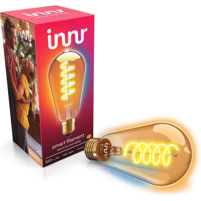 innr E27 filament lamp - geschikt voor Philips Hue - Zigbee - LED smart bulb - warmwit tot koelwit licht - Edison - slimme verlichting - 620 lumen - dimbaar - 1 pack