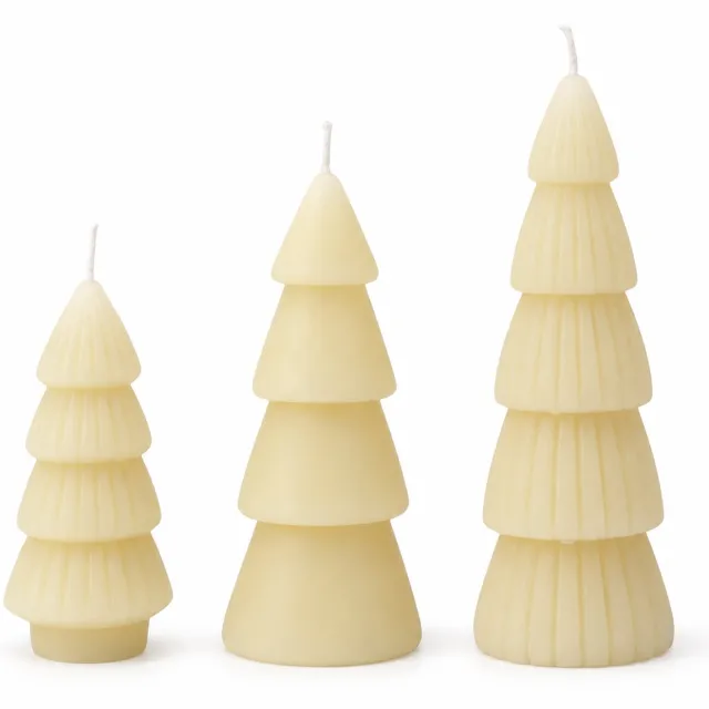 Home Society Kaarsen - Kerstboom - Set van 3 - Off White - 9, 12 en 15cm hoog