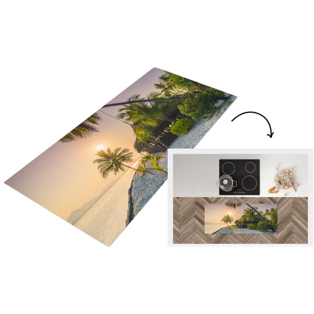 KitchenYeah Keukenloper - Loper keuken - Strand - Palmbomen - Thailand - Keukenloper vinyl Multicolor