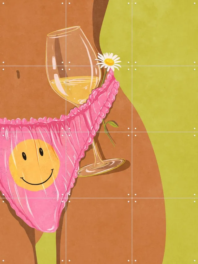 IXXI Wine and Me Summer Edition, Raissa Oltmanns - 60 x 80 cm - Grote wanddecoratie en posters - Grafisch Ontwerp, Speels, Digitale Kunst, Kleurrijk Roze