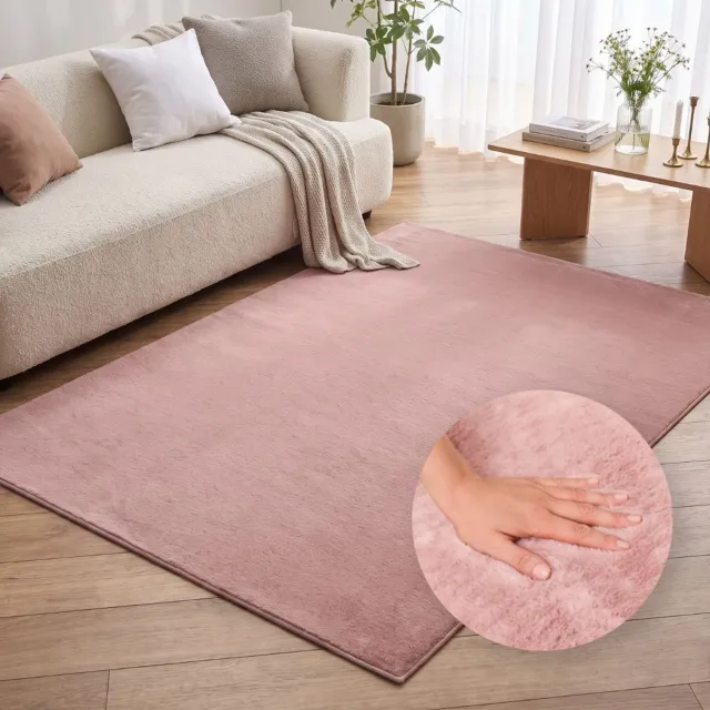 Tapiso Lumi Vloerkleed Roze Zacht Antislip Wasbaar Slaapkamer Woonkamer Tapijt