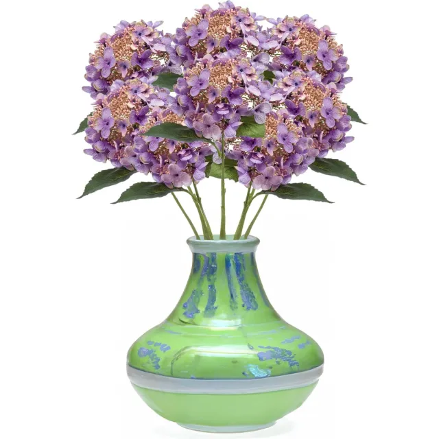 Emerald Kunstbloem hortensia tak - 8x - 50 cm - paars - kunst zijdebloem - Hydrangea - decoratie bloem Lila